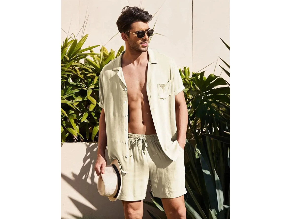 Gay Summer Outfits | Short Sleeve Loose Casual Shirt and Shorts