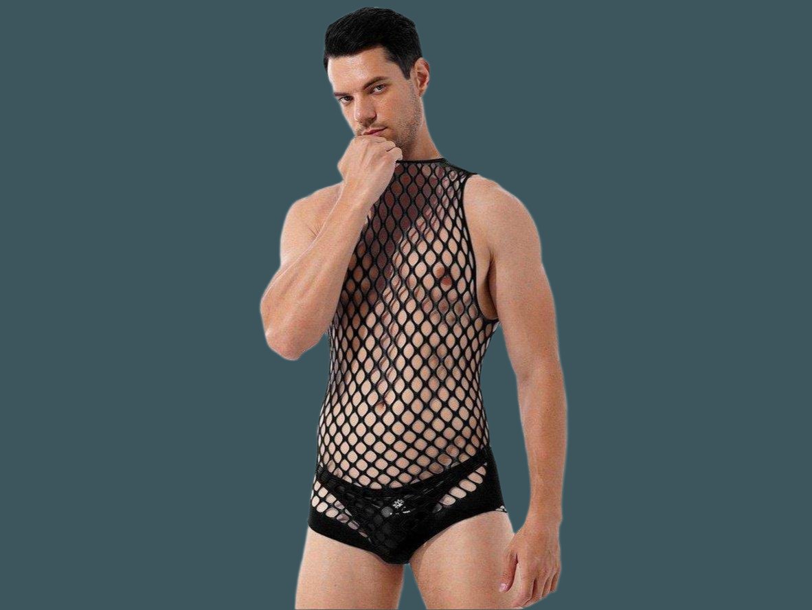 Gay Swim Bodysuits | Netted Sleeveless Bodysuit