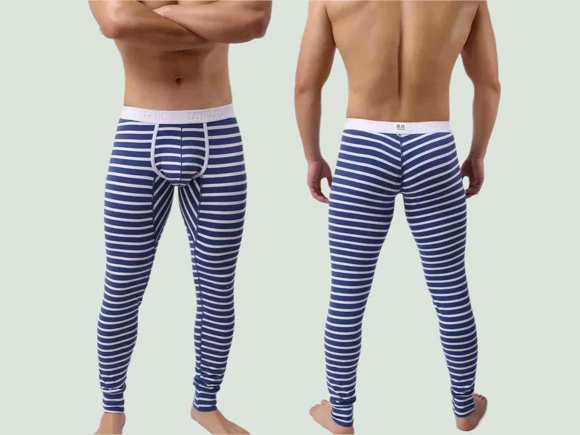 Gay Thermal Underwear | Sexy Striped Cotton Long Johns