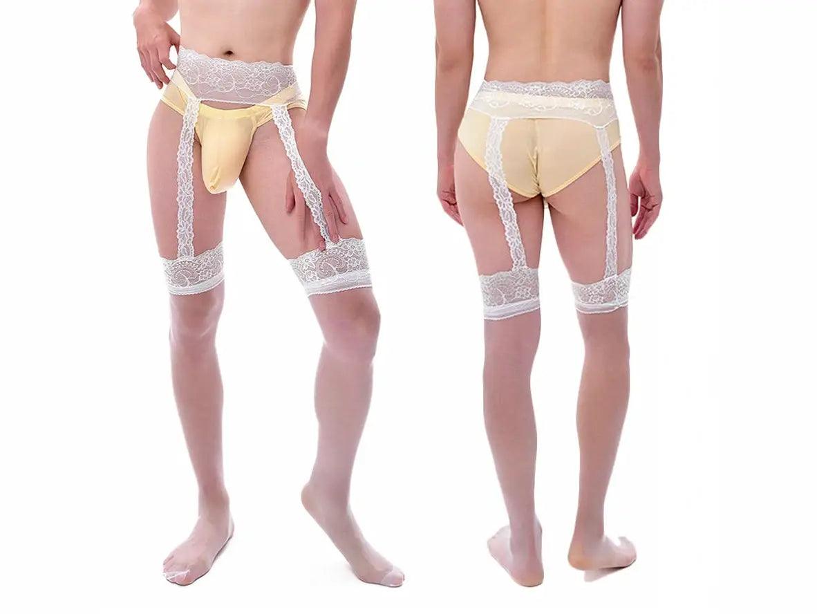 Gay Bodystockings | CLEVER-MENMODE Sexy Lace Garter Stockings