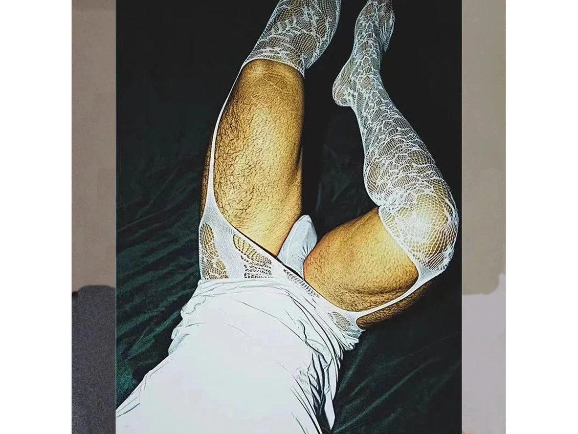 Gay Bodystockings | Crotchless White Lingerie Bodysuit