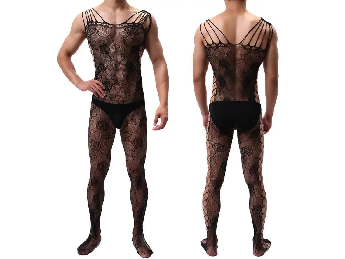 Gay Bodystockings | Male Lingerie Teddy Mesh Net Stockings Sleepwear