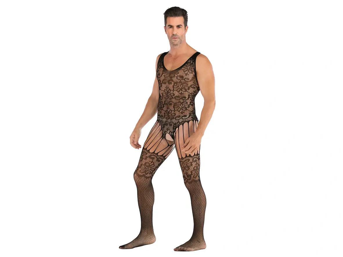 Gay Bodystockings | Male Lingerie Teddy Mesh Net Stockings Sleepwear