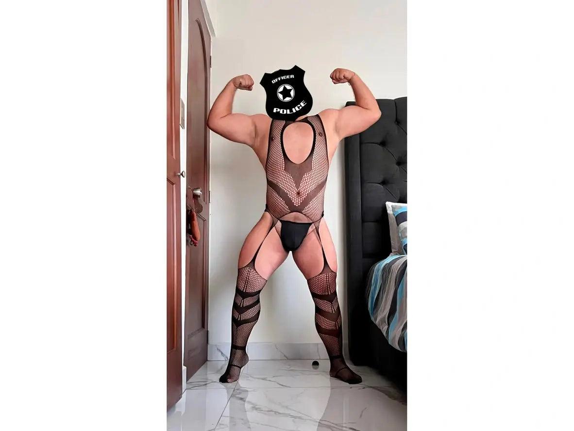 Gay Bodystockings | Male Lingerie Teddy Mesh Net Stockings Sleepwear