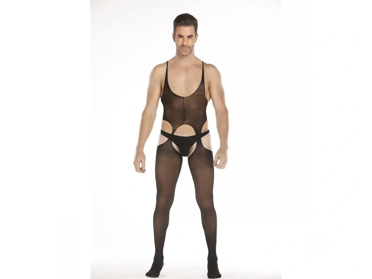 Gay Bodystockings | Male Lingerie Teddy Mesh Net Stockings Sleepwear