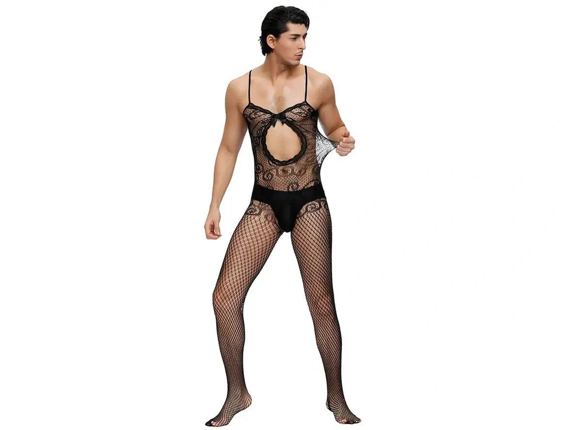 Gay Bodystockings | Male Lingerie Teddy Mesh Net Stockings Sleepwear