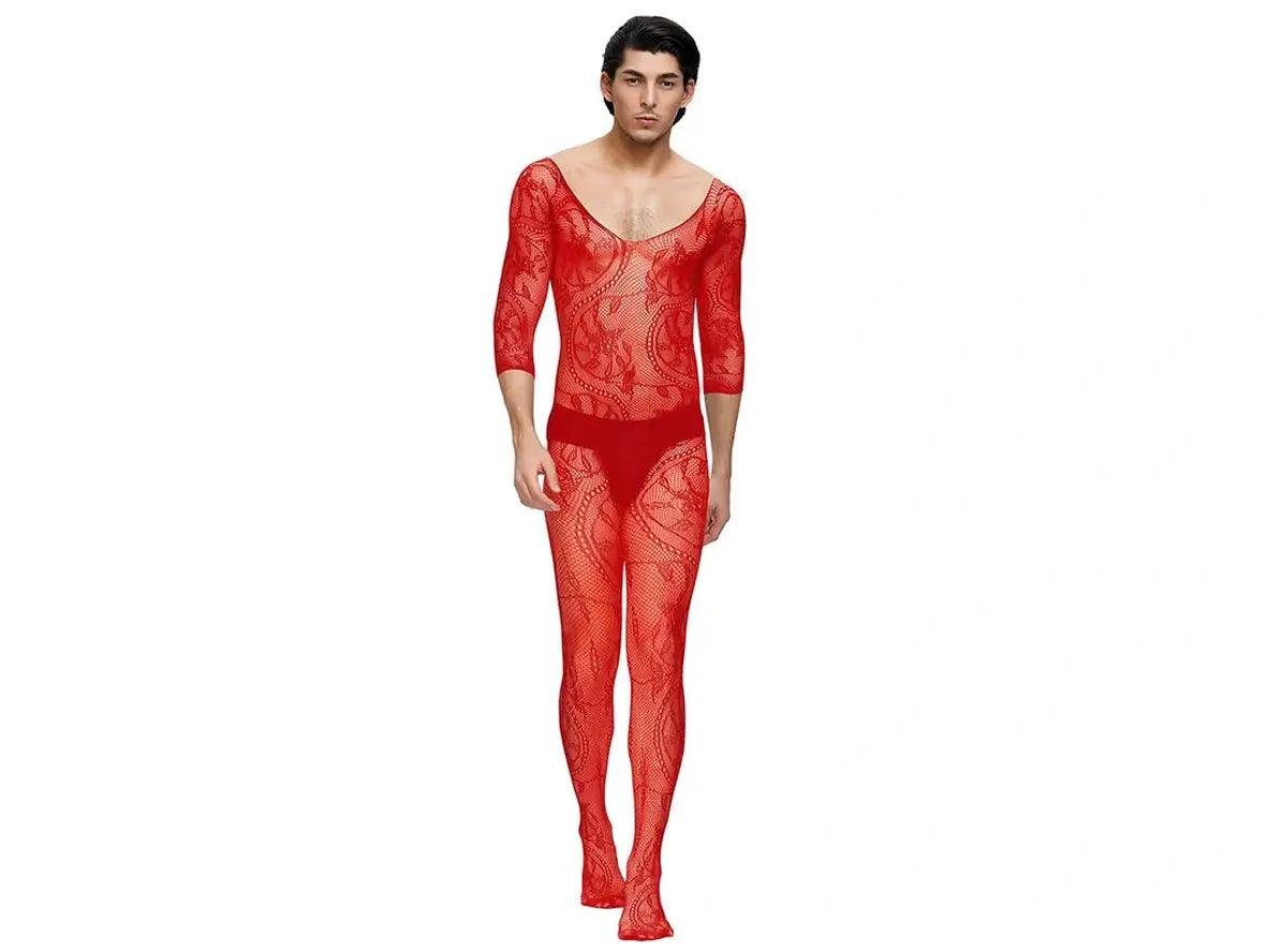 Gay Bodystockings | Male Lingerie Teddy Mesh Net Stockings Sleepwear