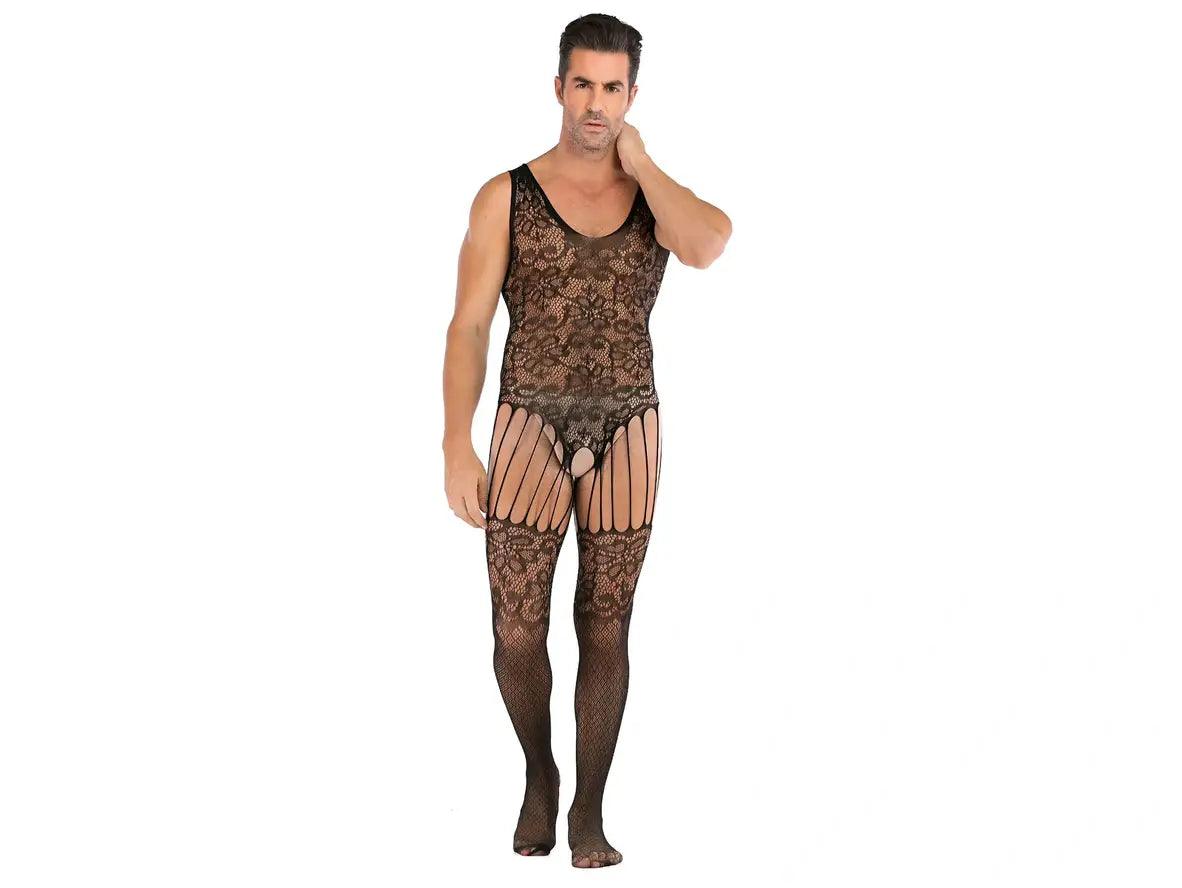 Gay Bodystockings | Male Lingerie Teddy Mesh Net Stockings Sleepwear