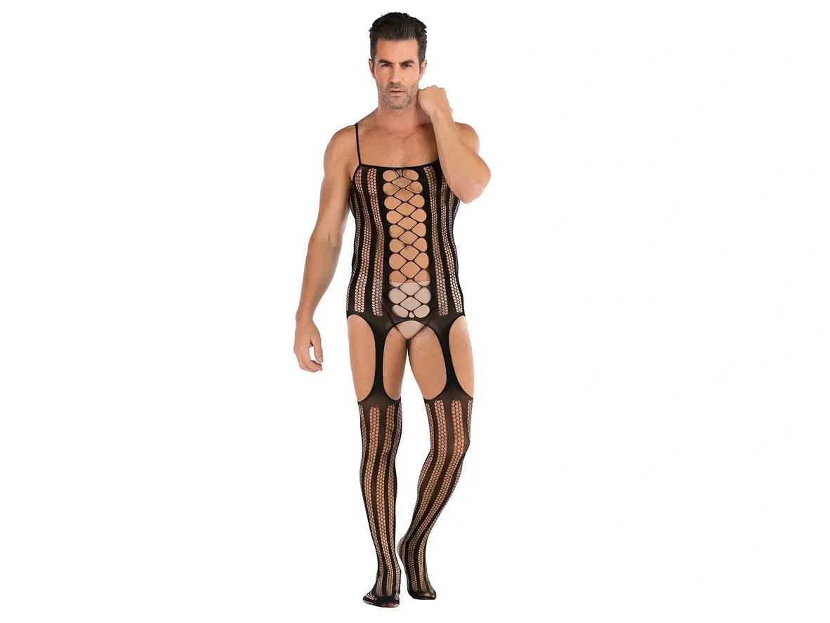 Gay Bodystockings | Male Lingerie Teddy Mesh Net Stockings Sleepwear