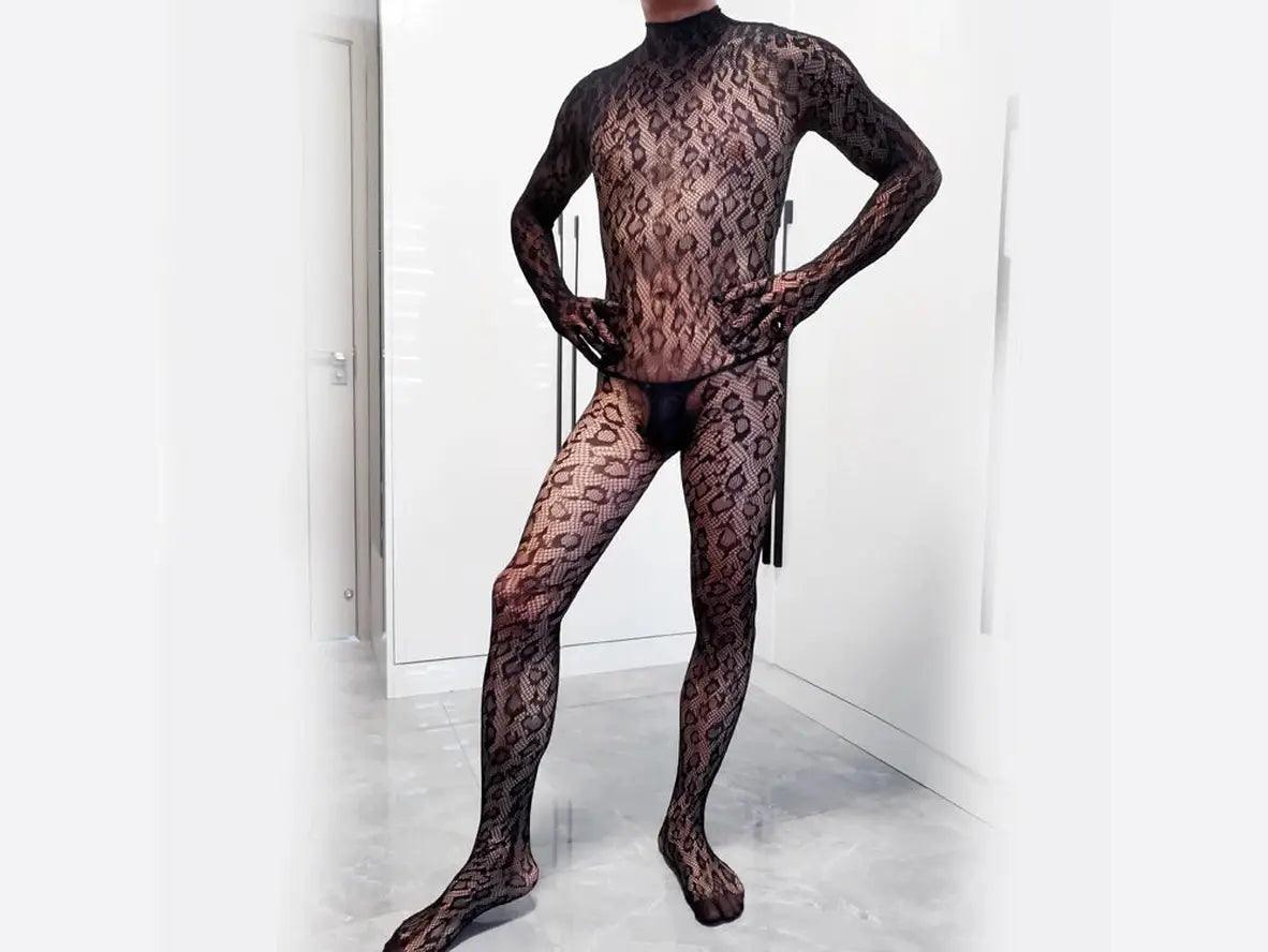 Gay Bodystockings | Sexy Leopard Long Sleeved One-Piece Bodysuit