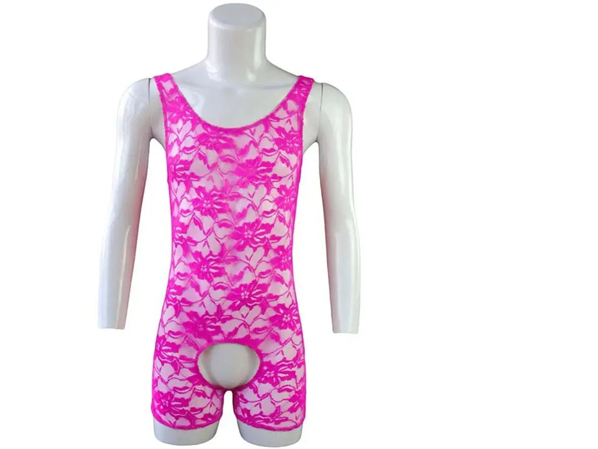 Gay Bodysuit | Sexy Lace Open Crotch Sleepwear