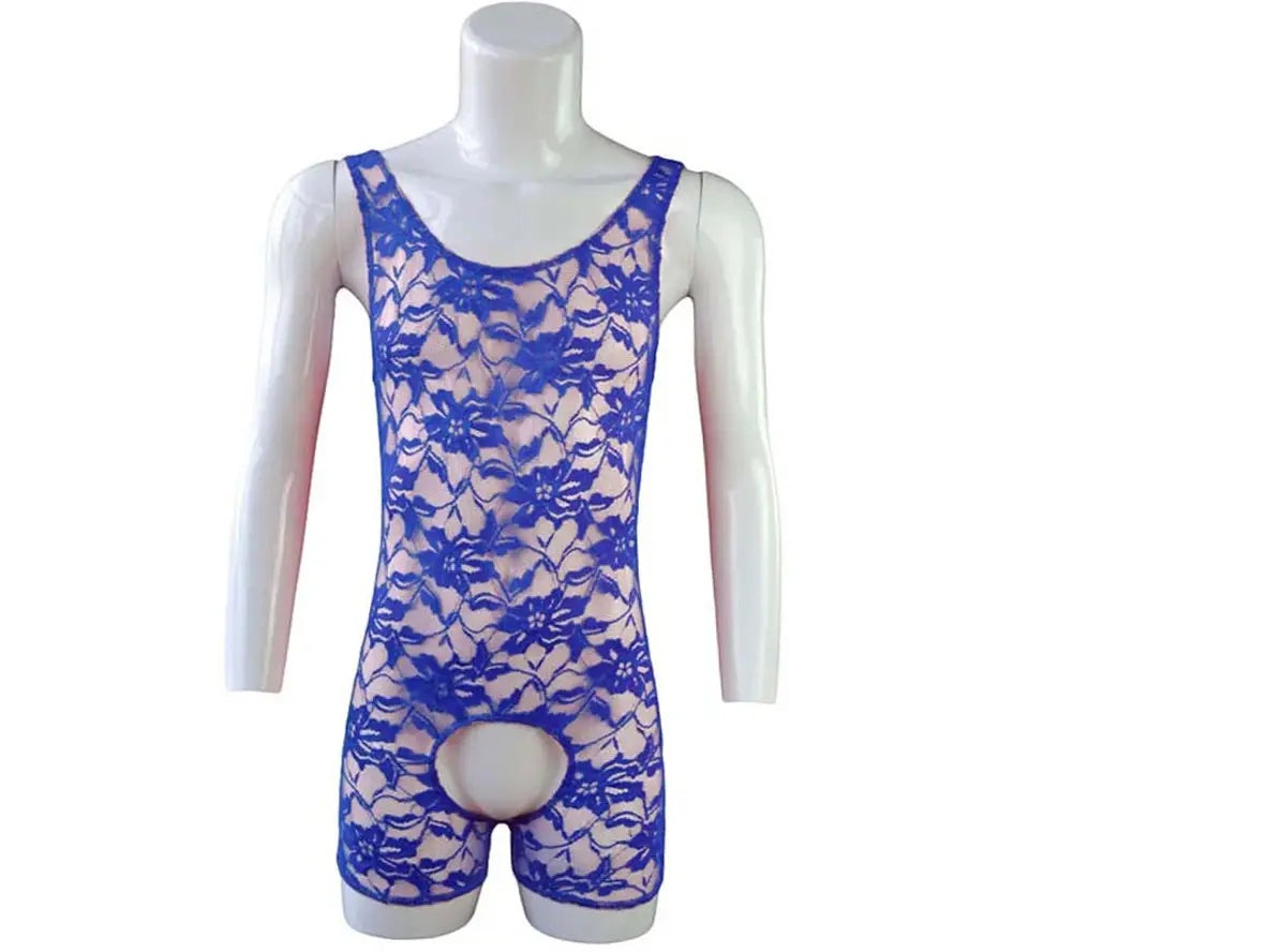 Gay Bodysuit | Sexy Lace Open Crotch Sleepwear