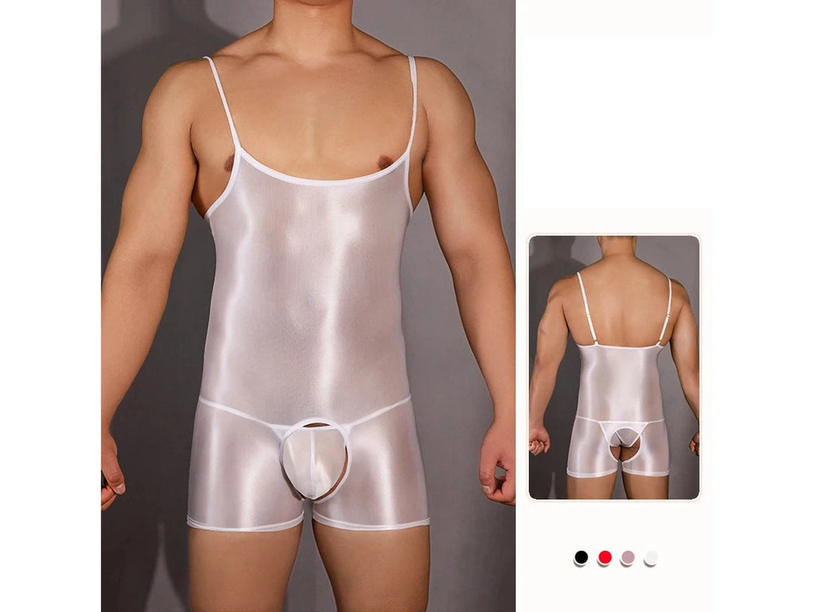 Gay Bodysuits | CIOKICX Glossy Open Crotch Lingerie