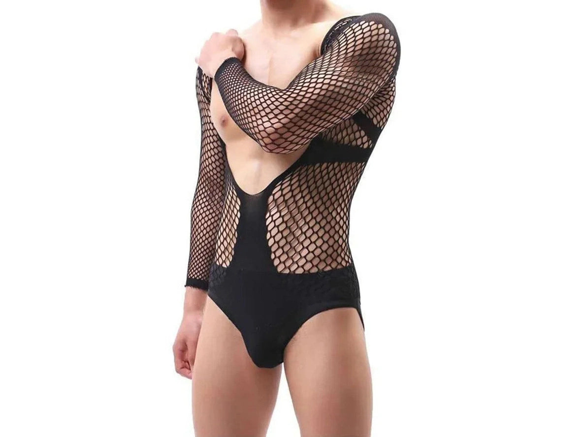 Gay Bodysuits | Long Sleeve Deep V Cut Lingerie Bodysuit