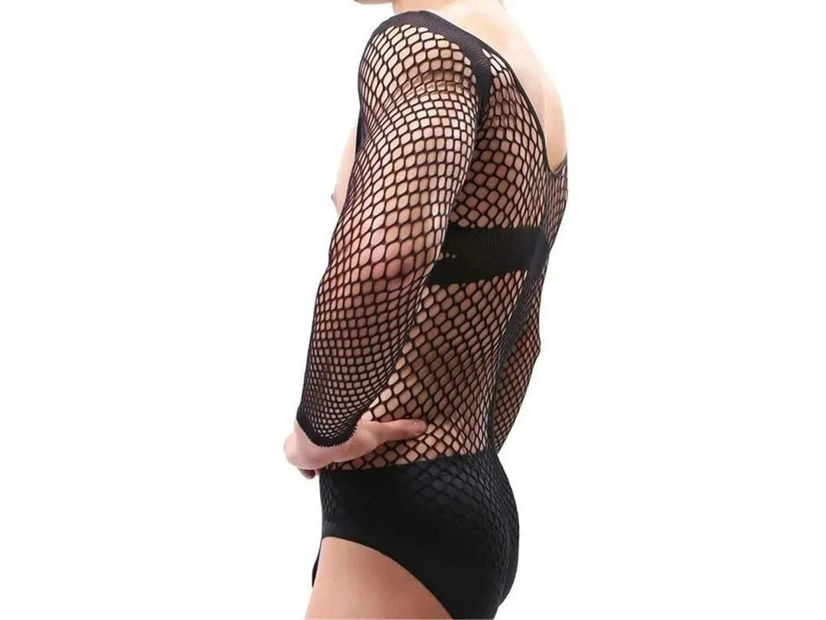 Gay Bodysuits | Long Sleeve Deep V Cut Lingerie Bodysuit