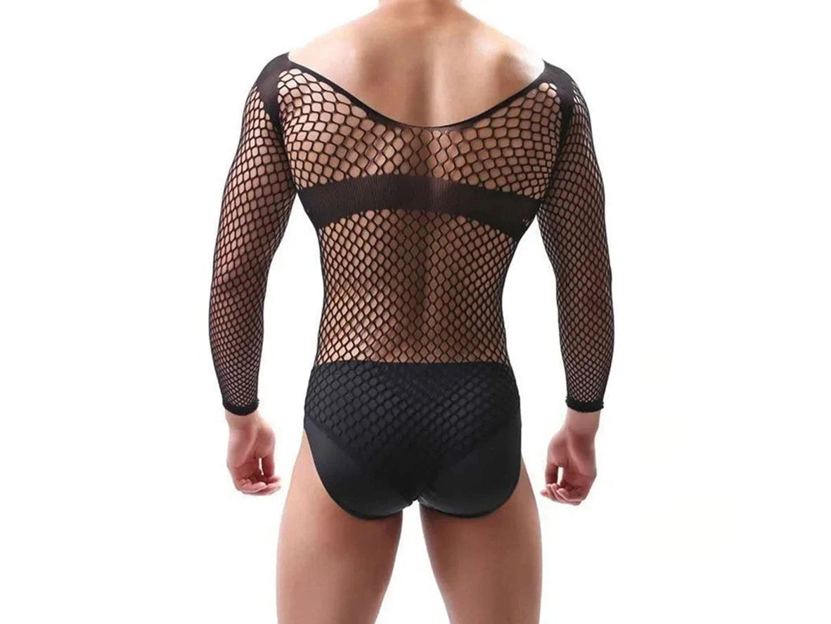 Gay Bodysuits | Long Sleeve Deep V Cut Lingerie Bodysuit