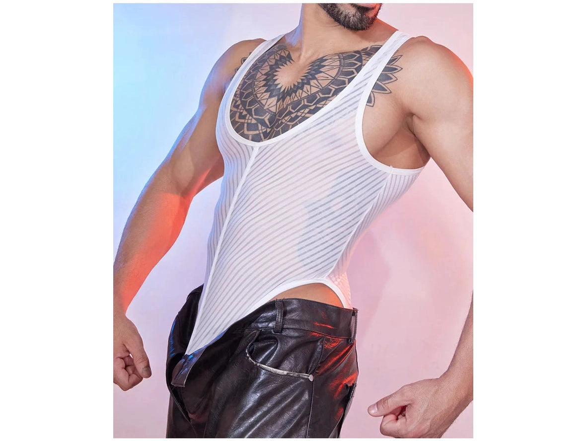 Gay Bodysuits | Sheer Stripe Allure Bodysuit