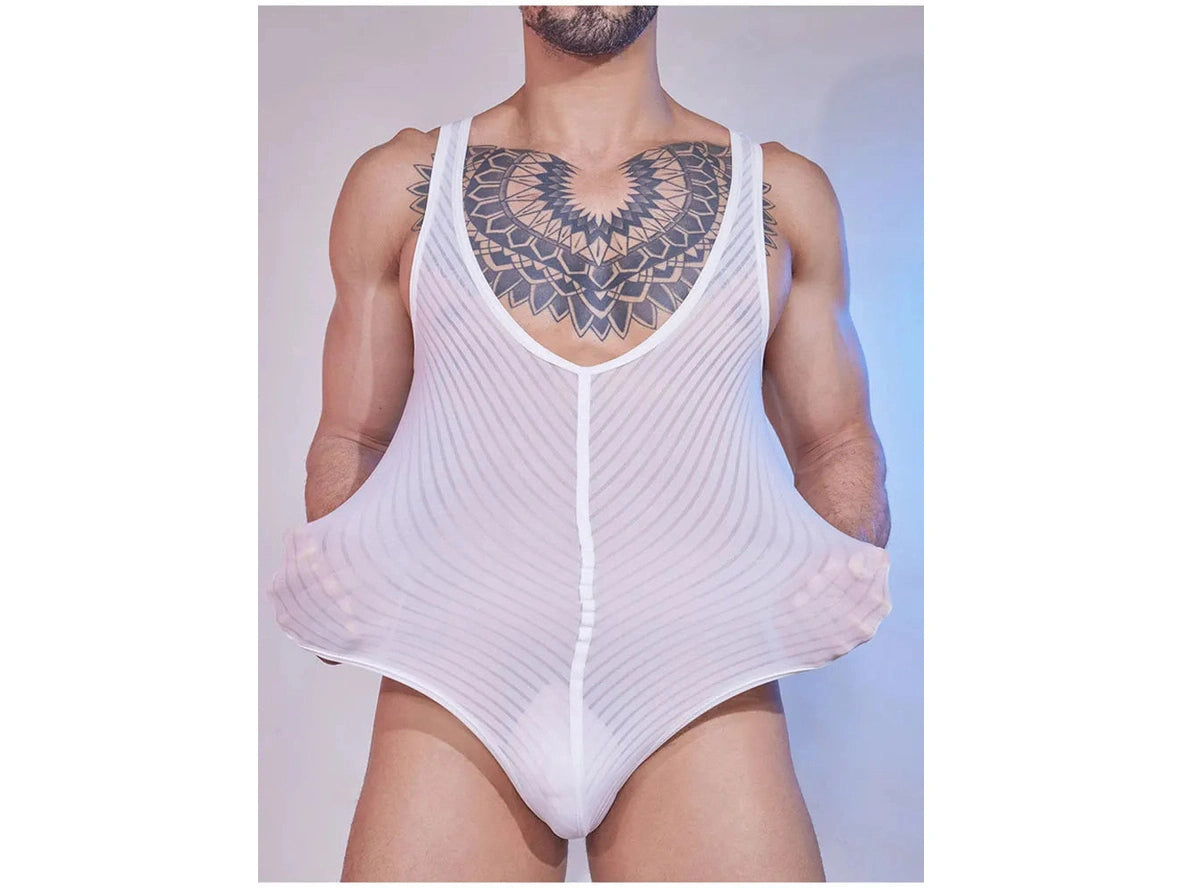 Gay Bodysuits | Sheer Stripe Allure Bodysuit