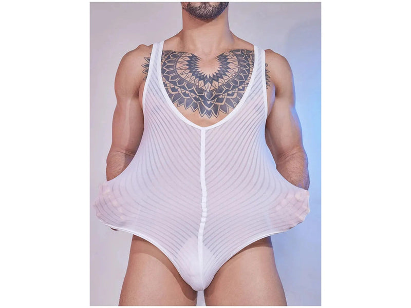 Gay Bodysuits | Sheer Stripe Allure Bodysuit