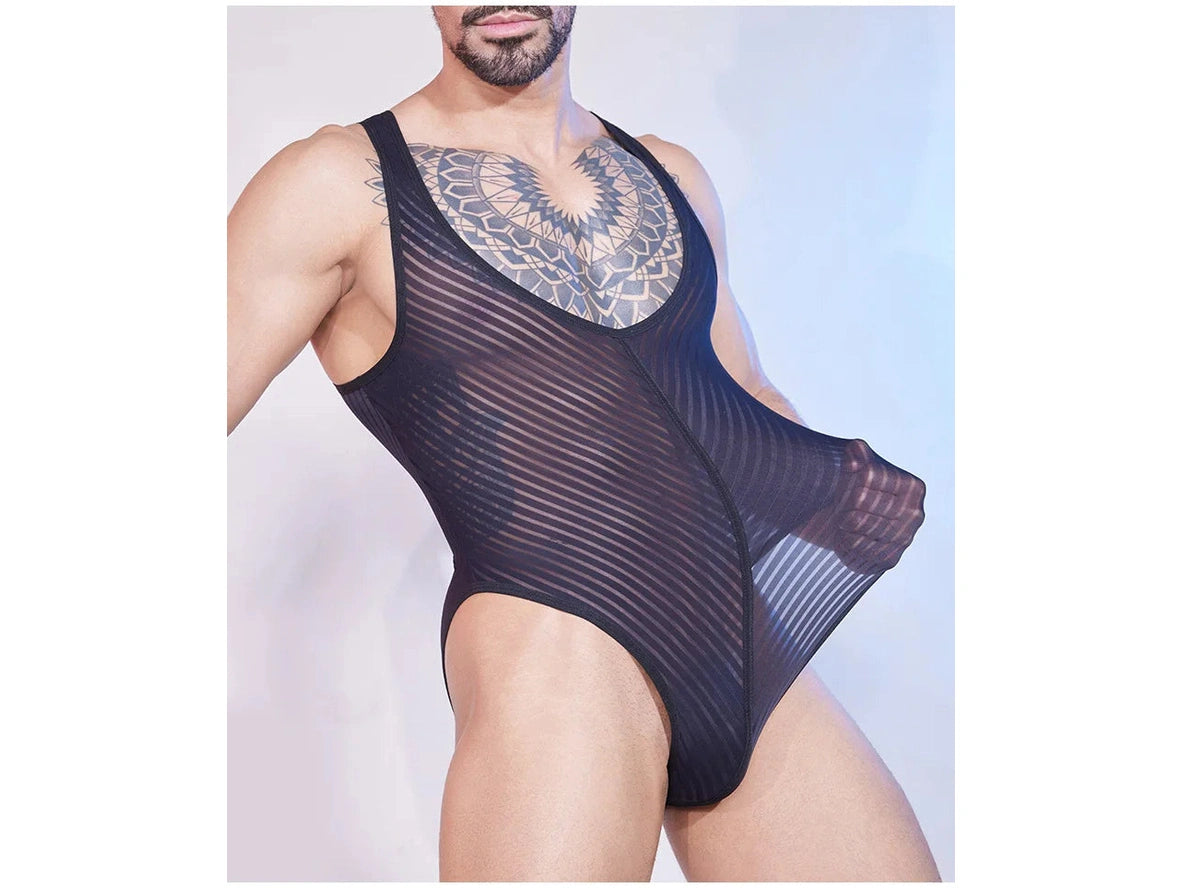 Gay Bodysuits | Sheer Stripe Allure Bodysuit