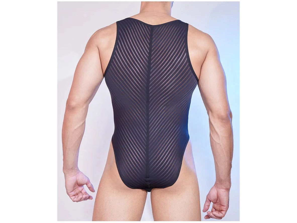 Gay Bodysuits | Sheer Stripe Allure Bodysuit