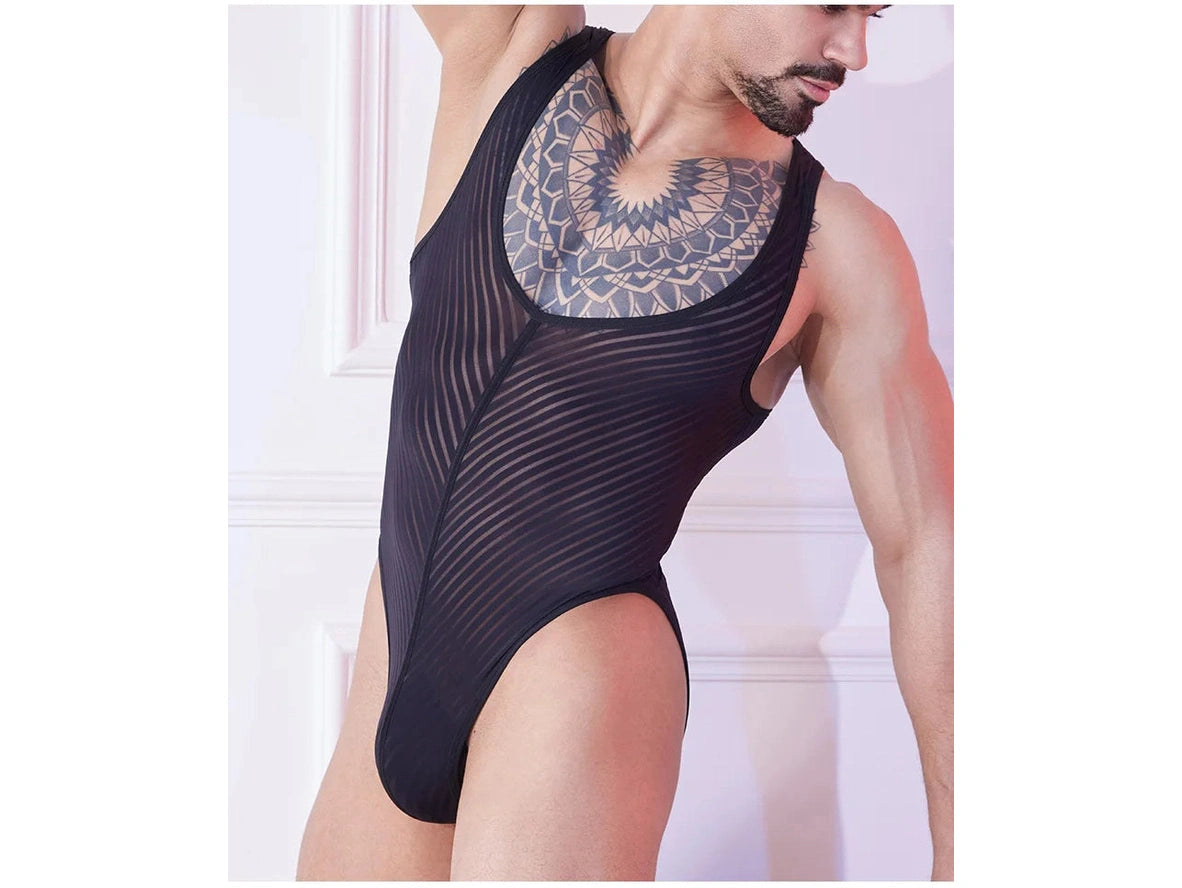Gay Bodysuits | Sheer Stripe Allure Bodysuit