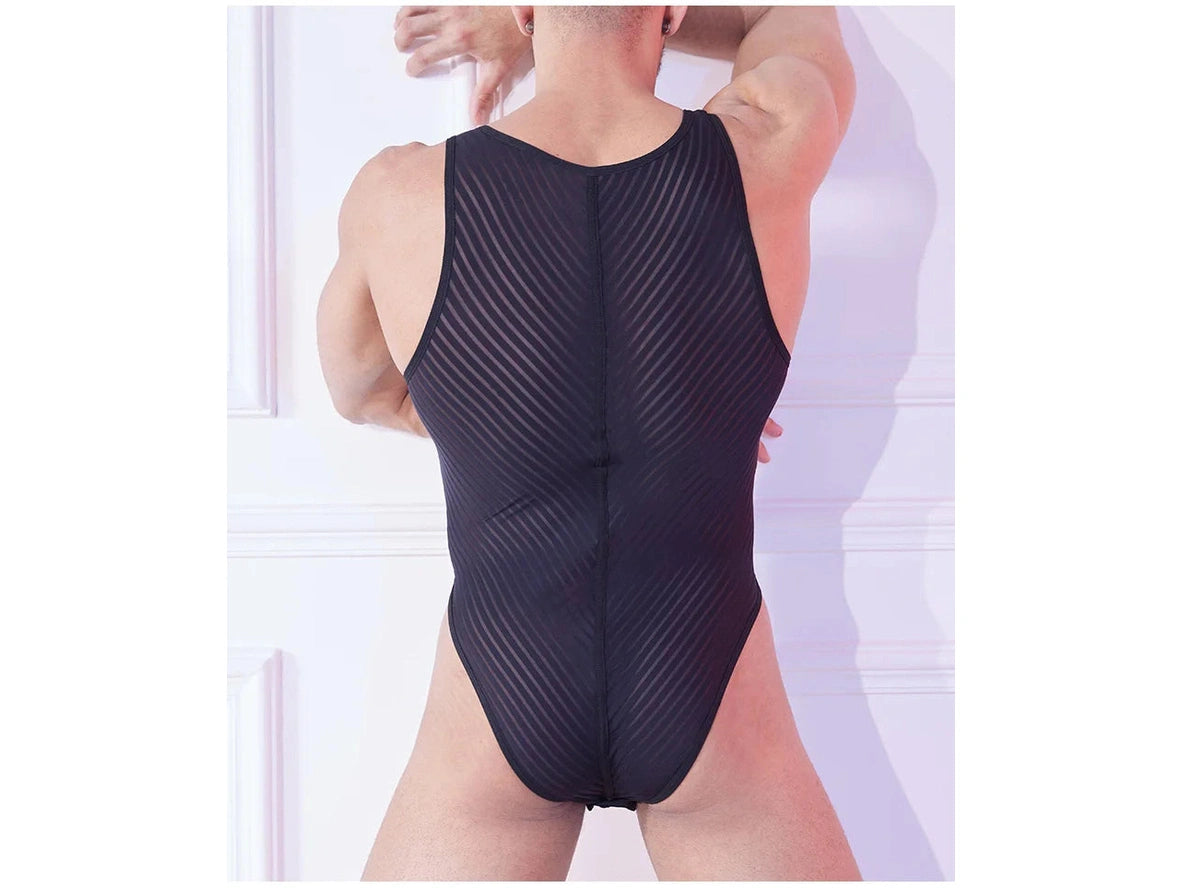 Gay Bodysuits | Sheer Stripe Allure Bodysuit