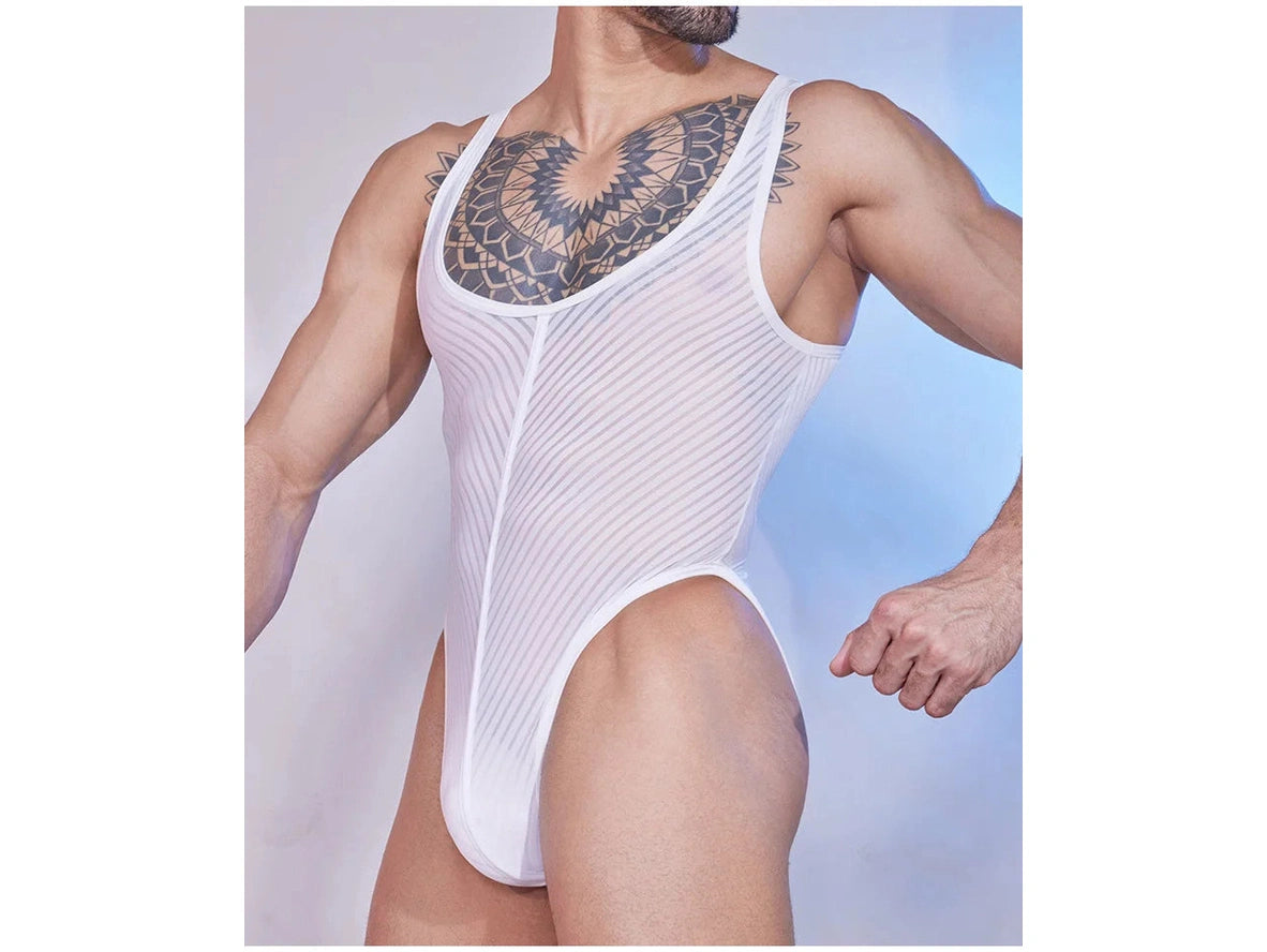 Gay Bodysuits | Sheer Stripe Allure Bodysuit