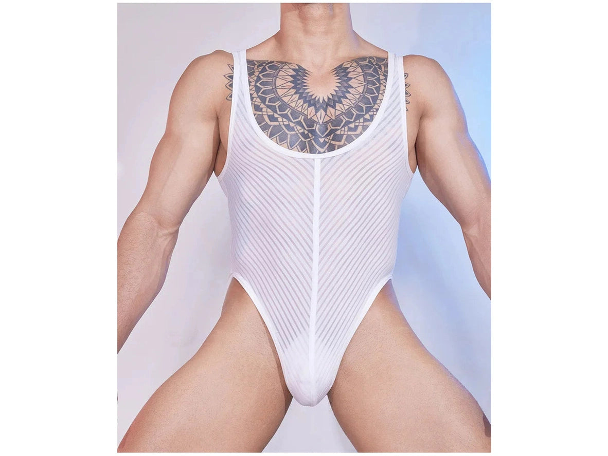Gay Bodysuits | Sheer Stripe Allure Bodysuit