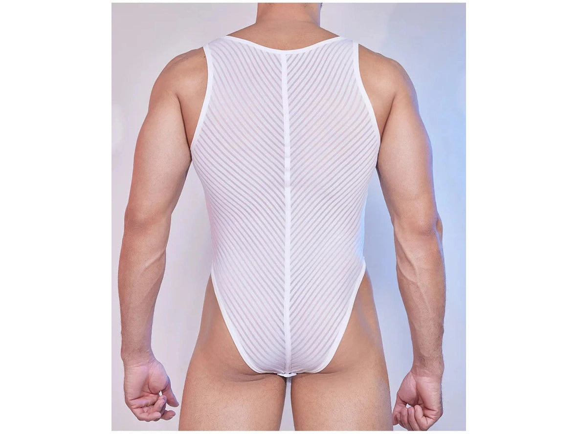Gay Bodysuits | Sheer Stripe Allure Bodysuit