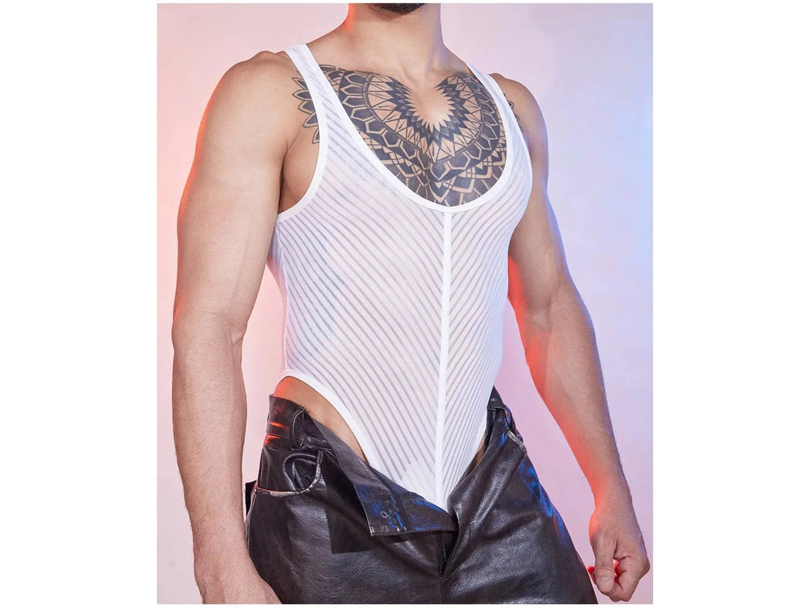 Gay Bodysuits | Sheer Stripe Allure Bodysuit