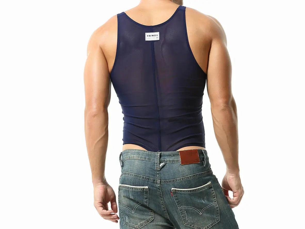 Gay Bodysuits | TAUWELL Solid Color Sleeveless Thong Bodysuit