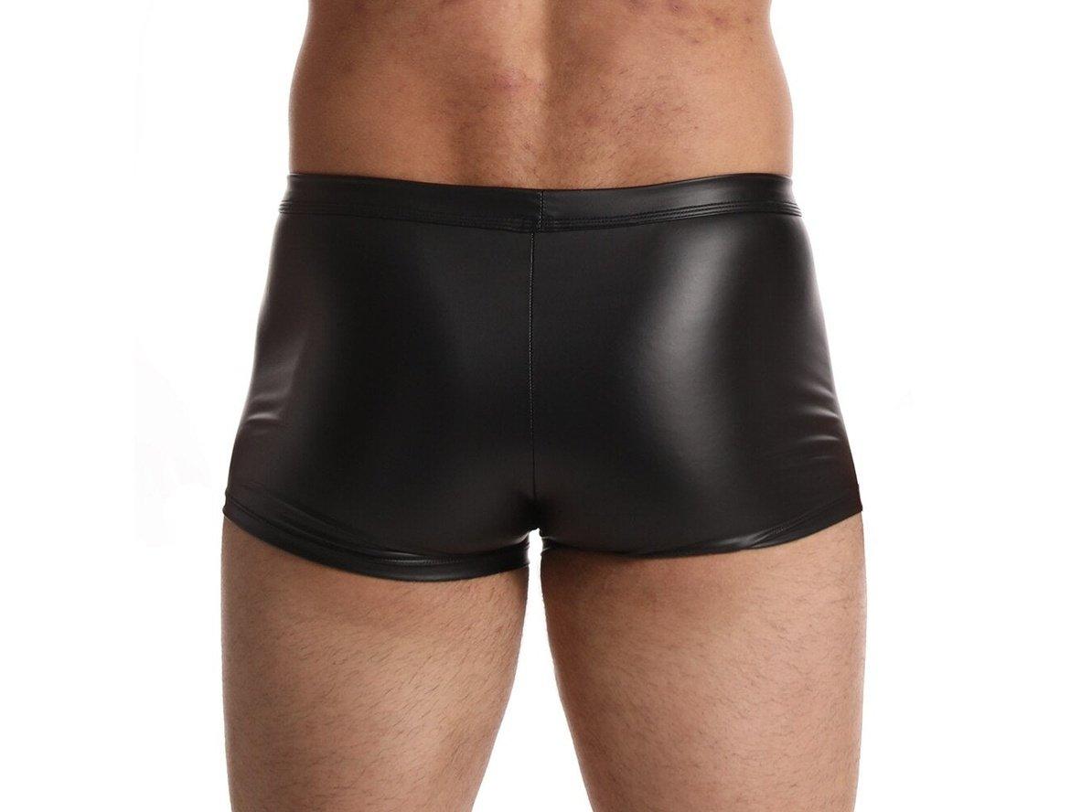 Gay Boxer Briefs | CAVE HERO Red Crotch Zipper Faux Leather Boxers