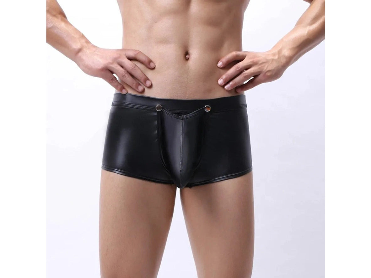 Gay Boxer Briefs | Removable Pouch Faux Leather Boxer Briefs