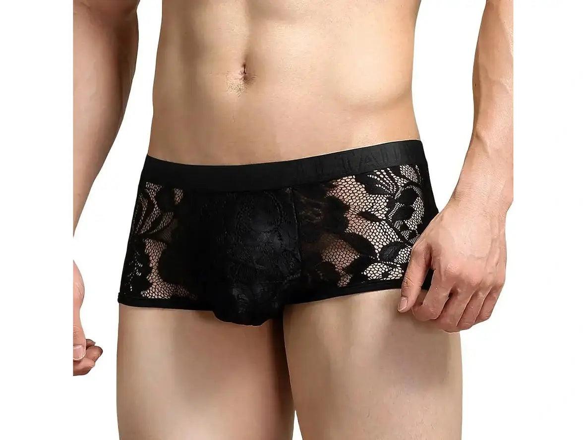 Gay Boxer Briefs | TAUWELL Lace Transparent Boxer Briefs