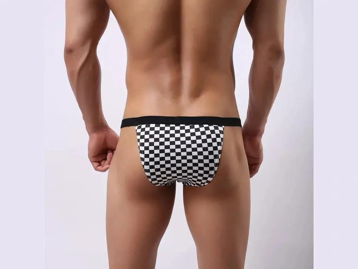 Gay Briefs | Checkered Print U Convex Pouch Briefs