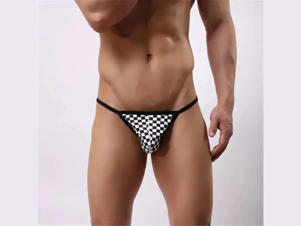 Gay Briefs | Checkered Print U Convex Pouch Briefs