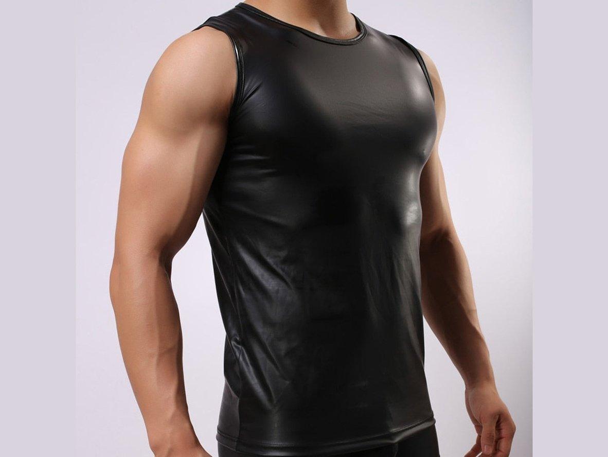 Gay Clubwear | CIOKICX Sleeveless Faux Leather T-Shirt