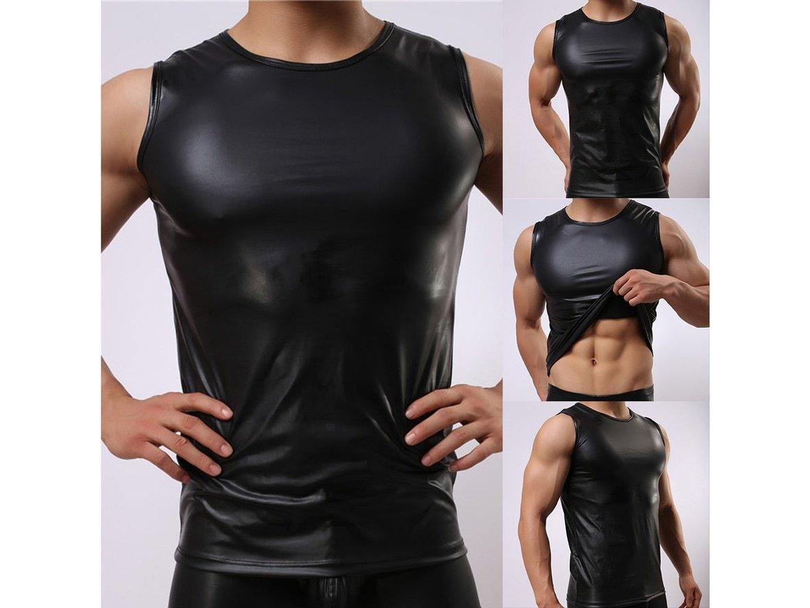 Gay Clubwear | CIOKICX Sleeveless Faux Leather T-Shirt
