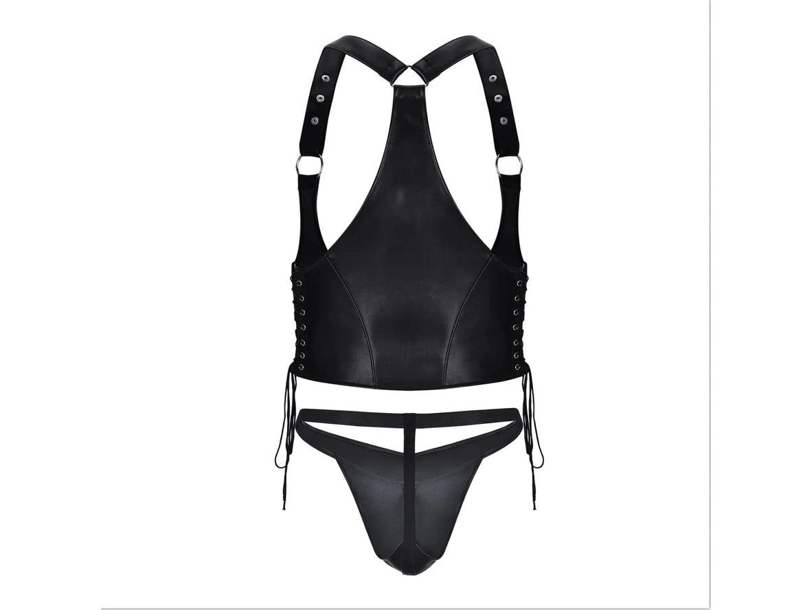 Gay Clubwear | Sexy Adjustable Body Vest Harness with Thong Briefs