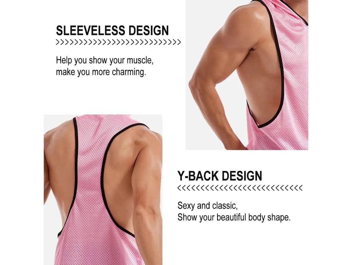 Gay Clubwear | Sleeveless Y-Back Design Mesh Pride Hoodie