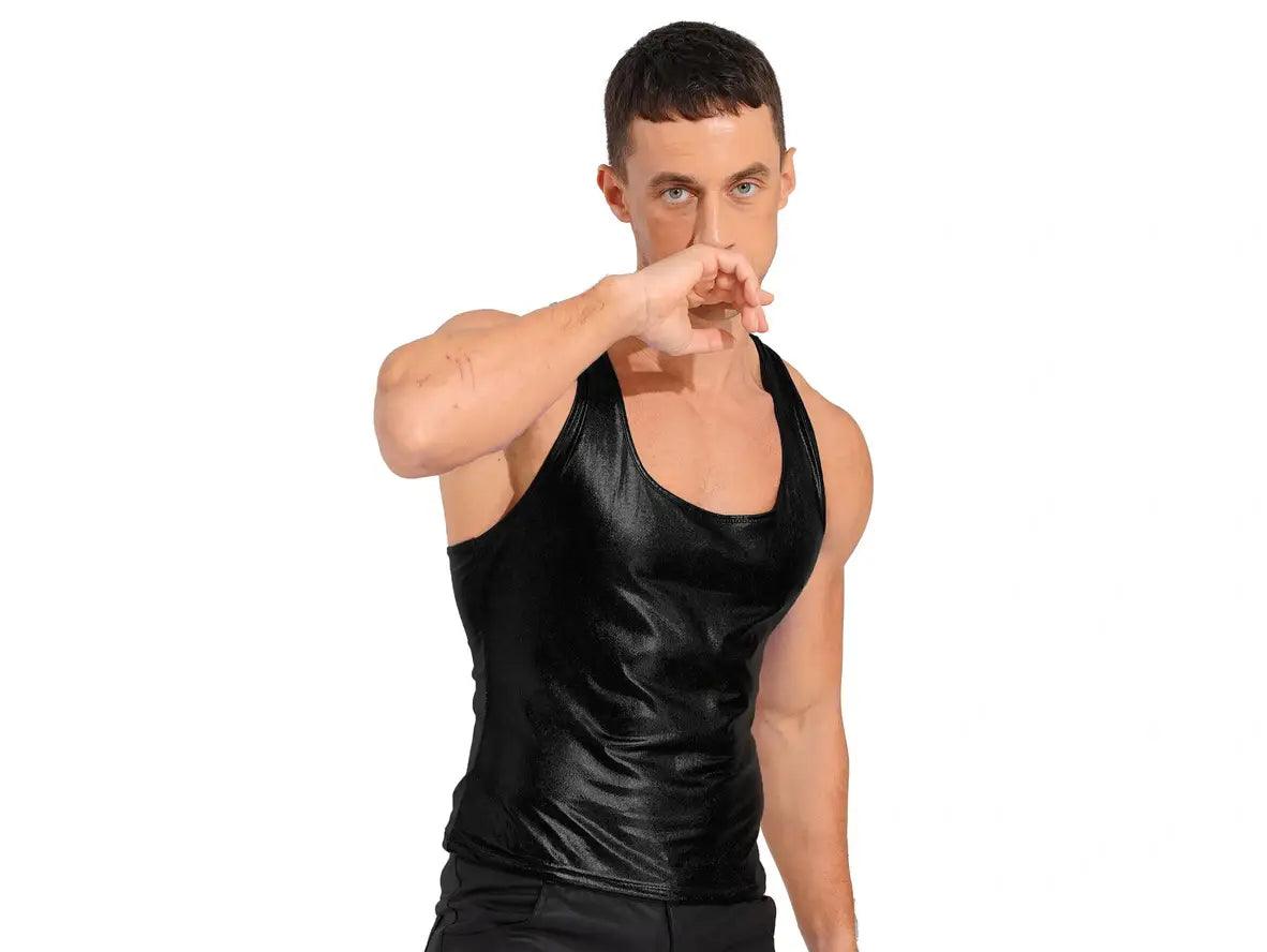 Gay Clubwear | Slim Fit Shiny Metallic Party Top Racer Back