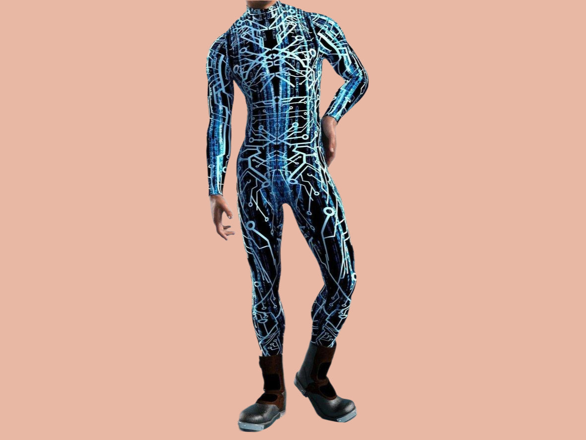Gay Costumes | Colorful Front Zipper Rave Bodysuit