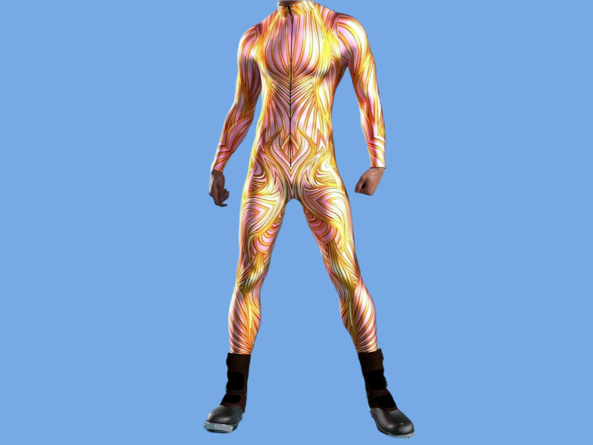 Gay Costumes | Colorful Front Zipper Rave Bodysuit