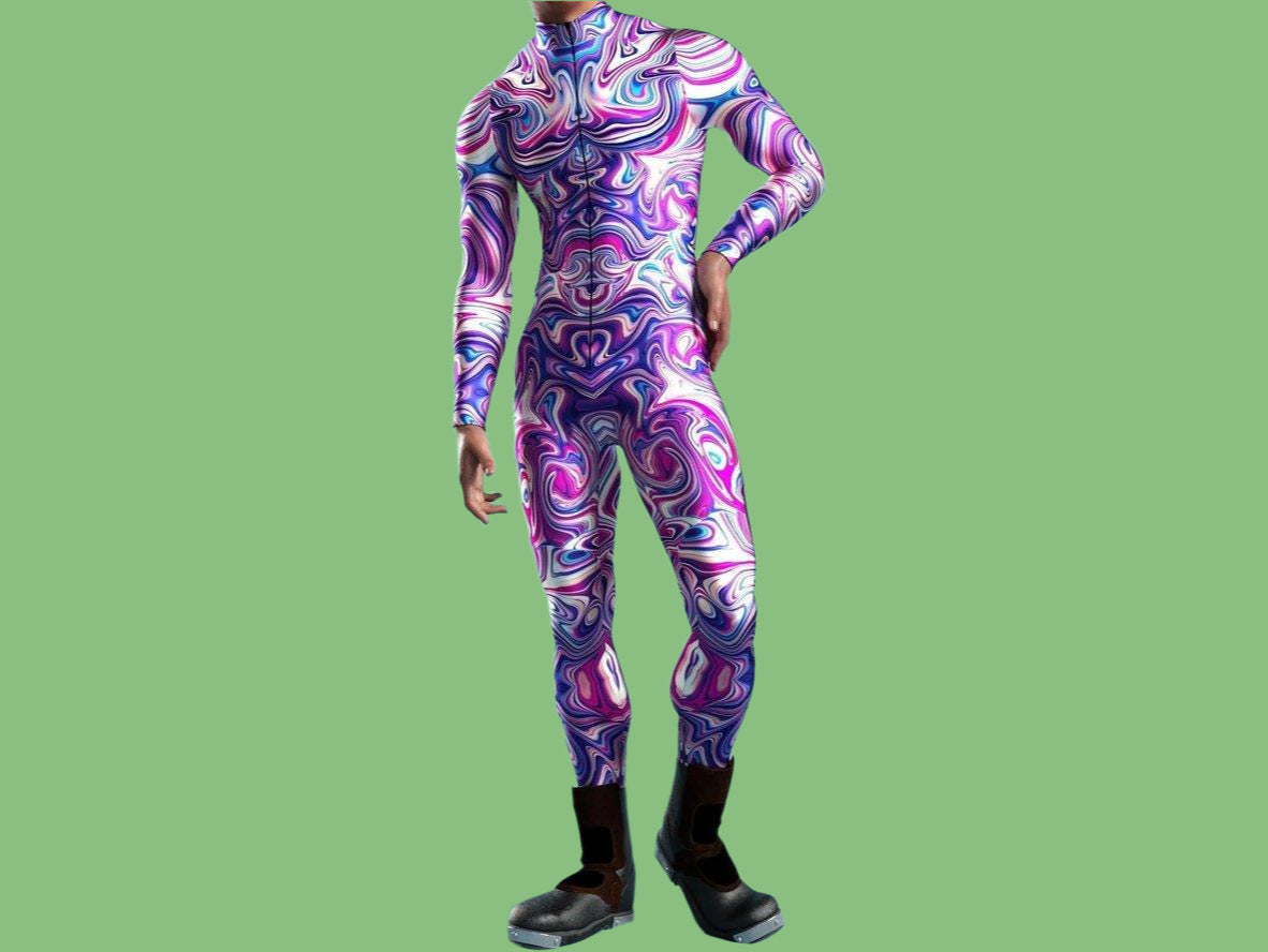 Gay Costumes | Colorful Front Zipper Rave Bodysuit