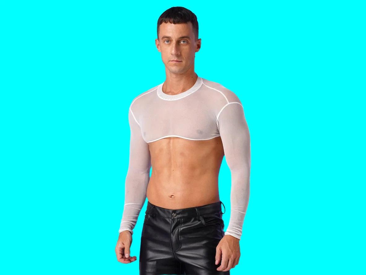 Gay Crop Top | Long Sleeve Mesh Muscle Crop Top