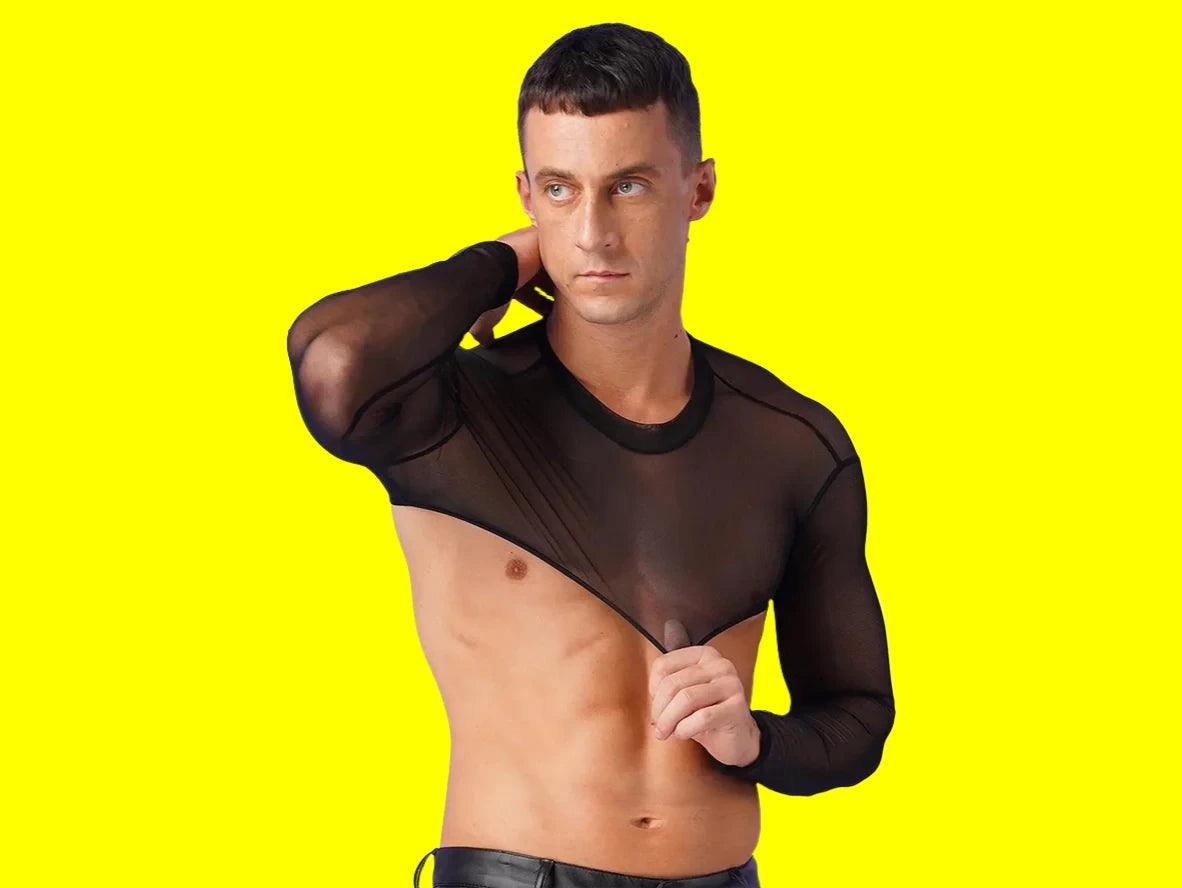 Gay Crop Top | Long Sleeve Mesh Muscle Crop Top