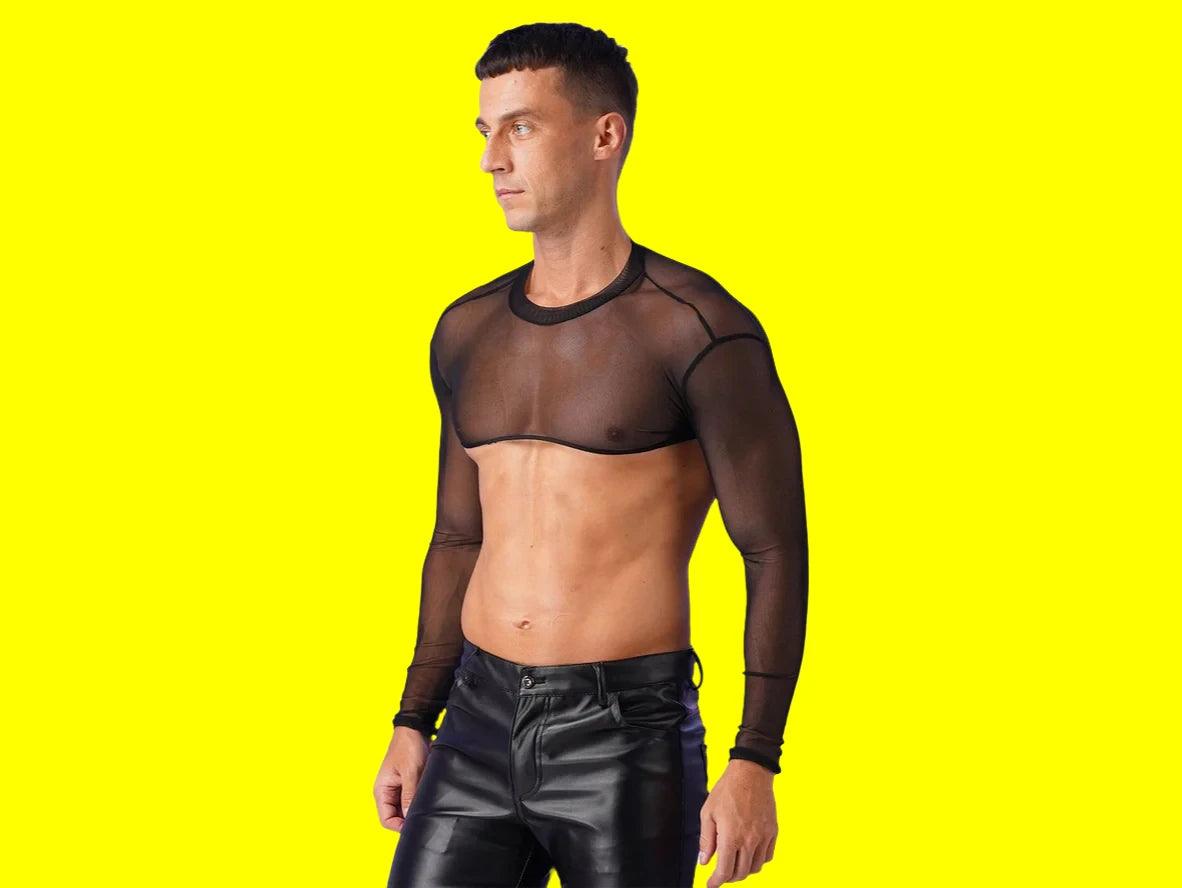 Gay Crop Top | Long Sleeve Mesh Muscle Crop Top