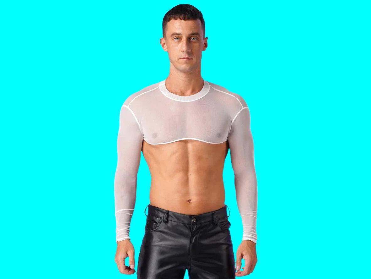 Gay Crop Top | Long Sleeve Mesh Muscle Crop Top