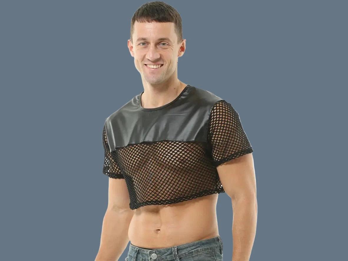 Gay Crop Tops | CLEVER-MENMODE Clubwear Sexy Mesh Crop Top